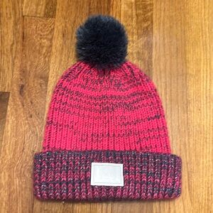 Under Armour Pink Blue Pom Pom Knit Beanie Hat Youth Colorful Winter Poof